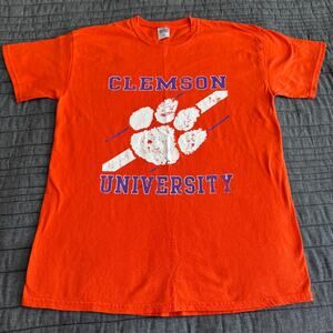 NWOT Gildan Y2K NCAA Clemson Tigers Orange Paw Logo T-Shirt Mens Large